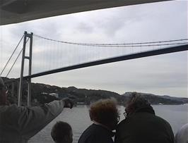 Passing under the Sotra Bridge, not far from Bergen